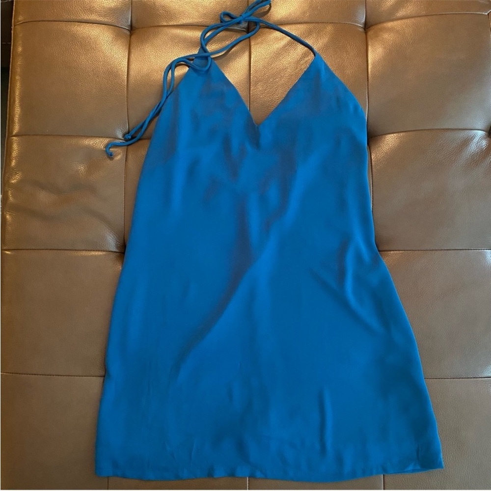 Blue Halter Mini Dress - Womens